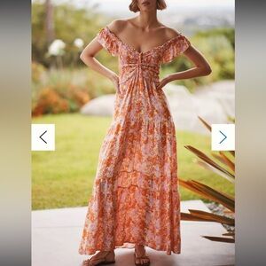 Anthropologie L*Space Lucia Smocked Floral Print Maxi Dress XS NWT